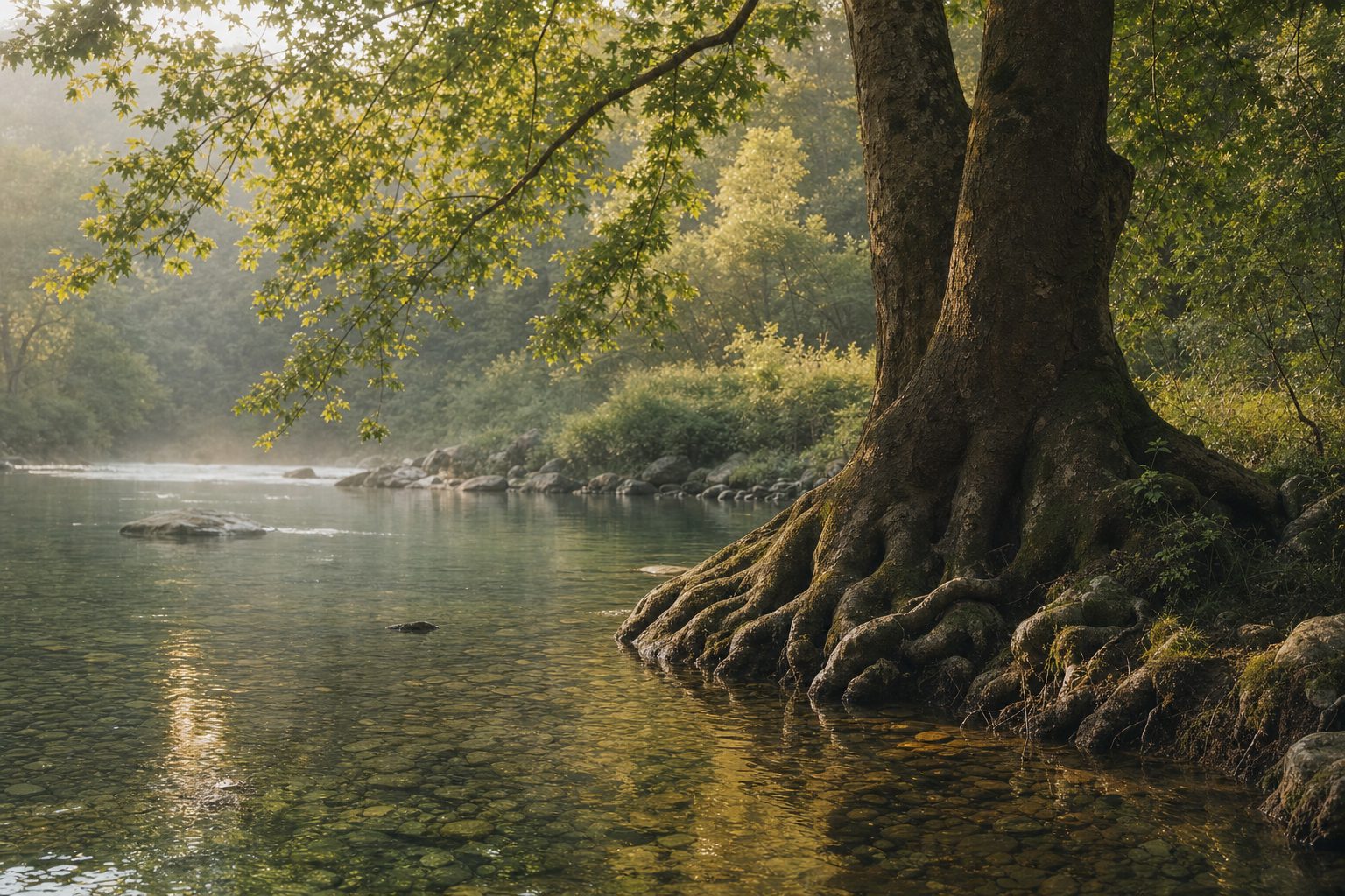 A tree by a stream