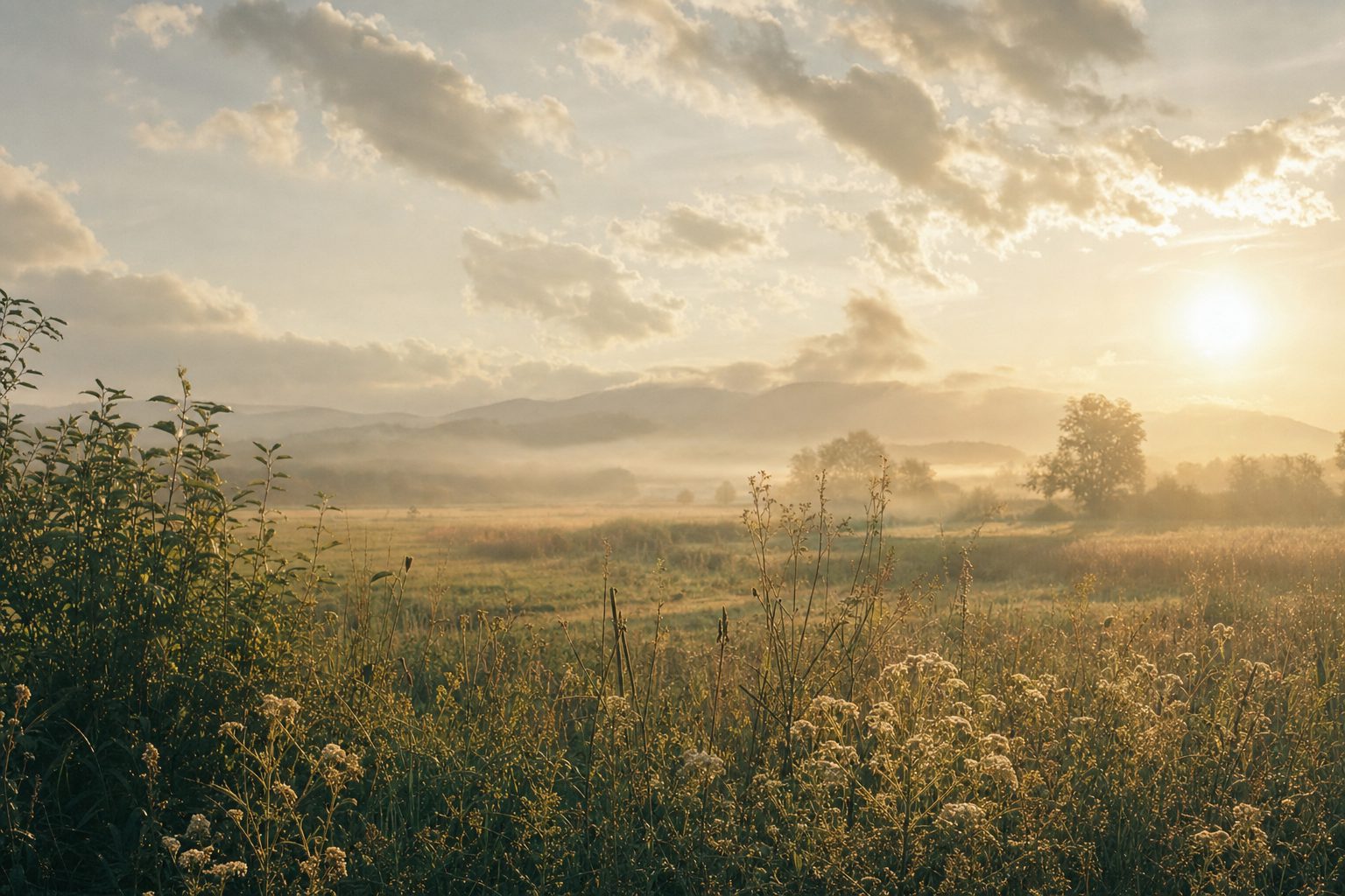 Morning light through mist